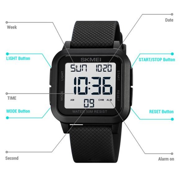 Fashion Men's Sports Watch LED Large Digital Waterproof Multifunction Wristwatch - Picture 4 of 10
